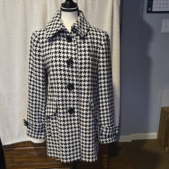 Gallery Jackets & Blazers - Gallery Black and White Pea Coat